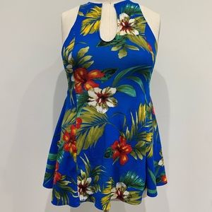 Hawaiian Pront Blue Bahamas Dress Stretchy